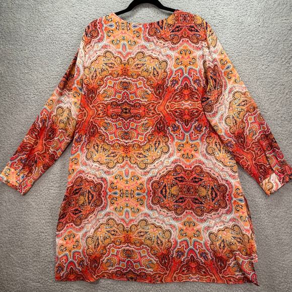 Chicos Tunic XL Paisley Lagenlook Boho Artsy Sheer Longline Lightweight Sz 3 - Picture 8 of 11